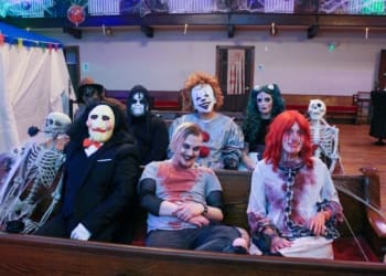 The cast and crew of the Lark Hall Haunted House in Albany, NY Monday, October 30, 2023. Photo by Amy Modesti/TheSpot518