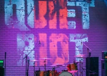 Quiet Riot signage on the stage of the Cohoes Music Hall in Cohoes, Friday, Oct. 13, 2023.