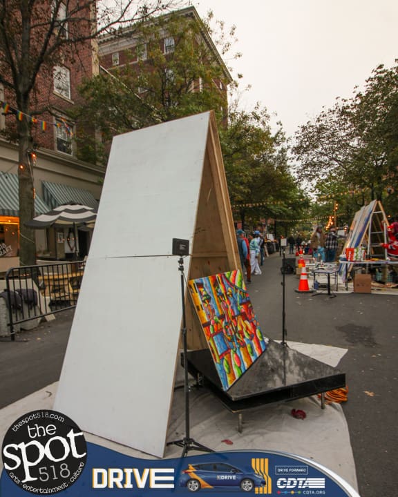 A painting setup for the event, "Grafitti Night", held outside Bootleggers in Troy, NY, Saturday, October 14, 2023.