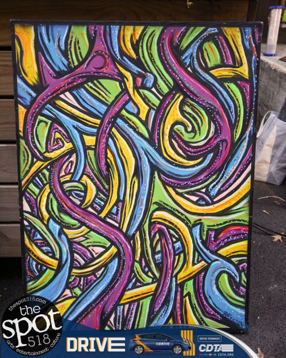 A local piece of art on view as part of the event, "Grafitti Night", outside Bootlegger's in Troy, Saturday, October 14, 2023.