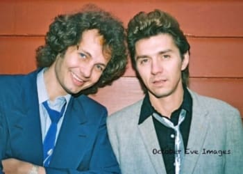 Pictured together are singers Bert Sommer (on left) with Johnny Rabb (on right) in the early 1980's. Photo Credit: Rick Bedrosian of October Eve Images.