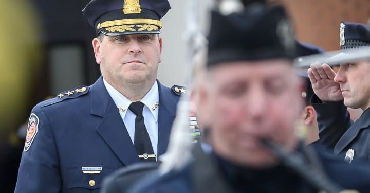 Colonie police Chief Michael Woods walked out of the station for the last time on January 19.