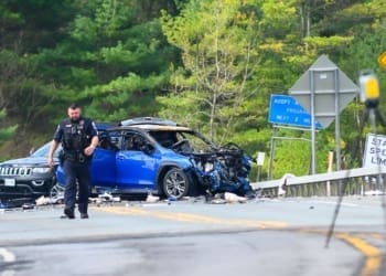 Police investigate a fatal crash on Route 85 in Slingerlands on Wednesday, May 1. Photo by John McIntyre, Spotlight News